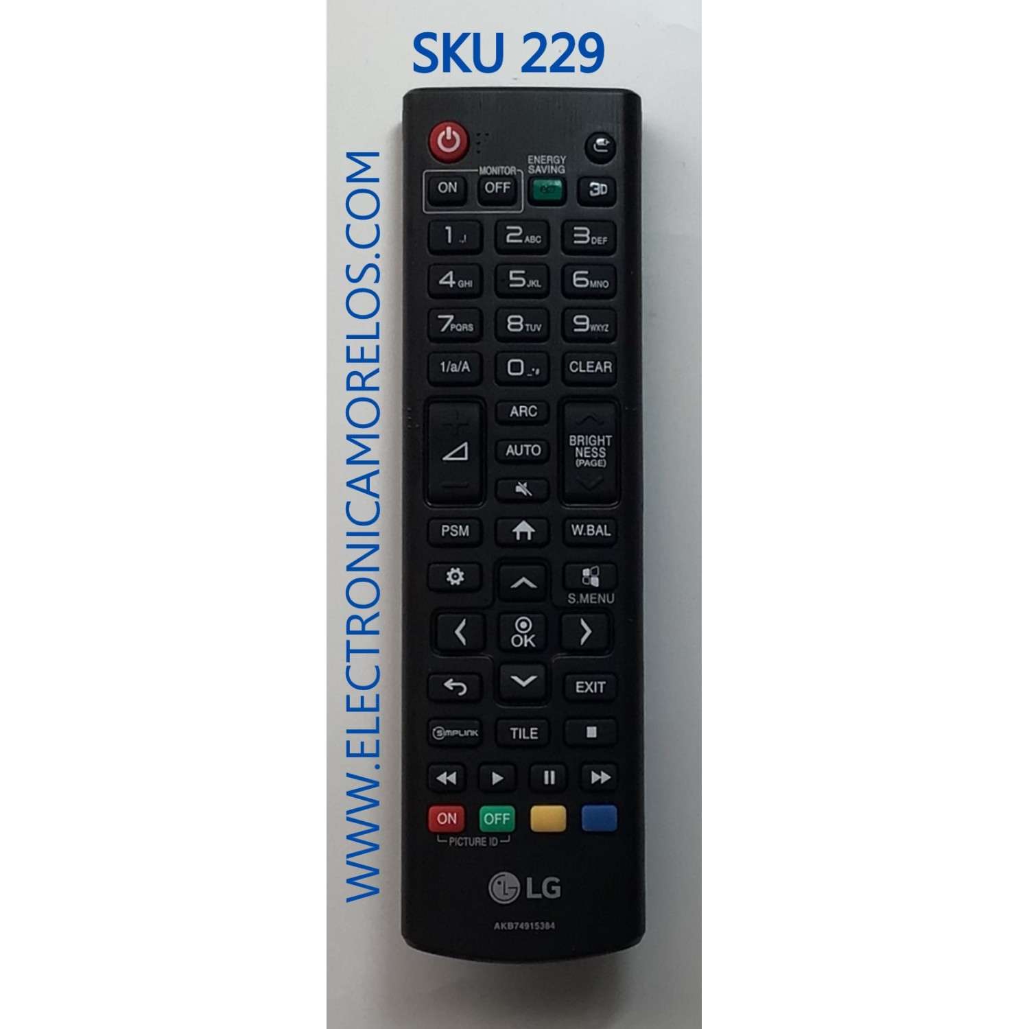 CONTROL REMOTO ORIGINAL NUEVO  PARA SMART TV LG / AKB74915384 / MODELOS 32LS33A5B / 32SM5C-B / 43SE3KB / 47LS33A5B / 47WV50BRB / 55EF5C-M3 / 55EG5CD-C / 42LS55A / 49SM5C / 49SM5KCB / 55LV77A5B / 55SE3B-B / 47LS33A5B / 55EF5CM2 / 55EV5D2V / 49UH5CB 